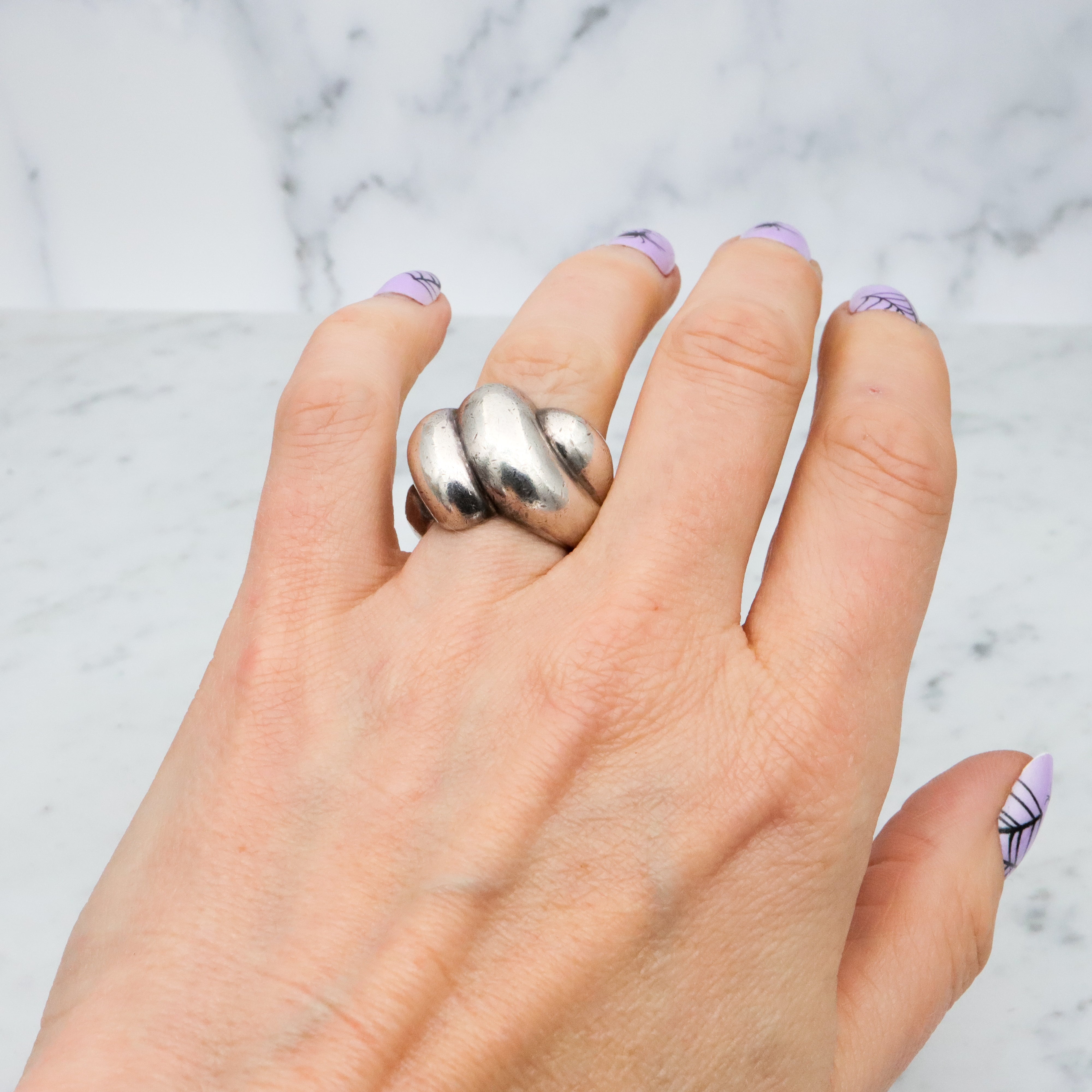 Vintage Mid Century chunky sterling knot ring, size 6.5